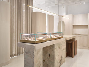 The interior of ATTIC’s new Toronto studio features custom-made artistic objects that complement the jewellery. 