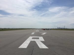 A photo of the west runway at Calgary International Airport (YYC).