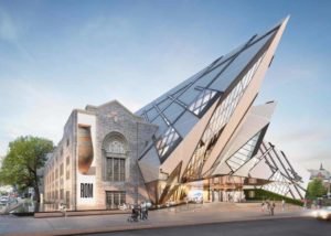 Rendering shows the Bloor Street entrance of Royal Ontario Museum after the renovation.