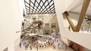  Rendering of the Hennick Commons, a sunlit four-story atrium inside ROM.