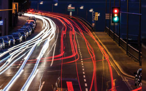 traffic in city at night