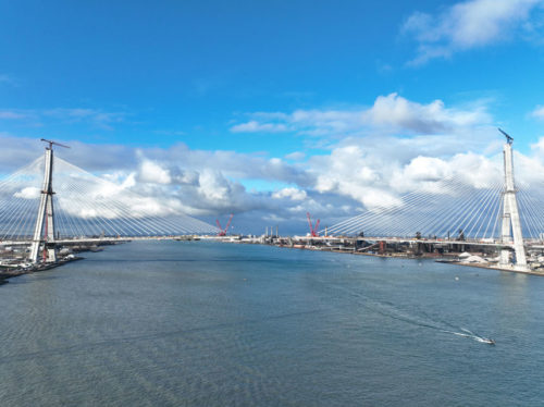 bridge connecting two ports above the sea