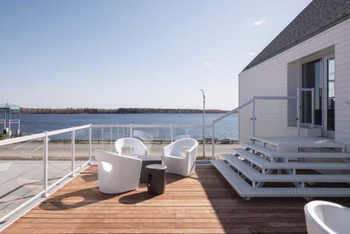 open air rooftop lounge area overlooking the ocean