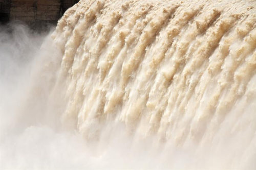 closeup of fast gushing water